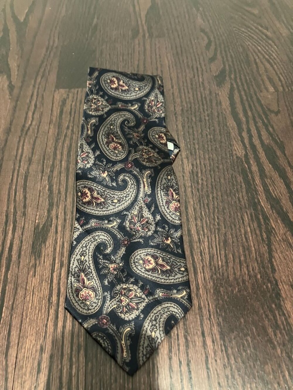 VTG Targa Di Portofino Men's Italian Silk Paisley Necktie, Navy Multi, One Size